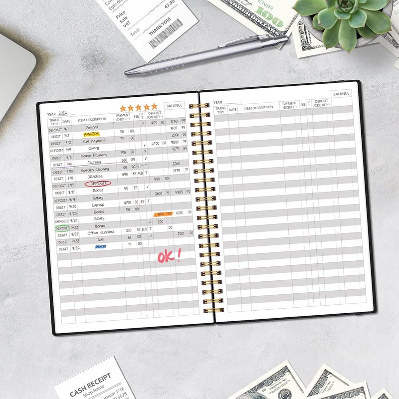 Blugool Accounting Ledger Book for Small Business Bookkeeping & Personal Use, Expense Tracker Notebook for Family Budget, Bookkeeping Record Book, Income and Expense Log Book - 8.4" x 6.1" (Black) - Image 5